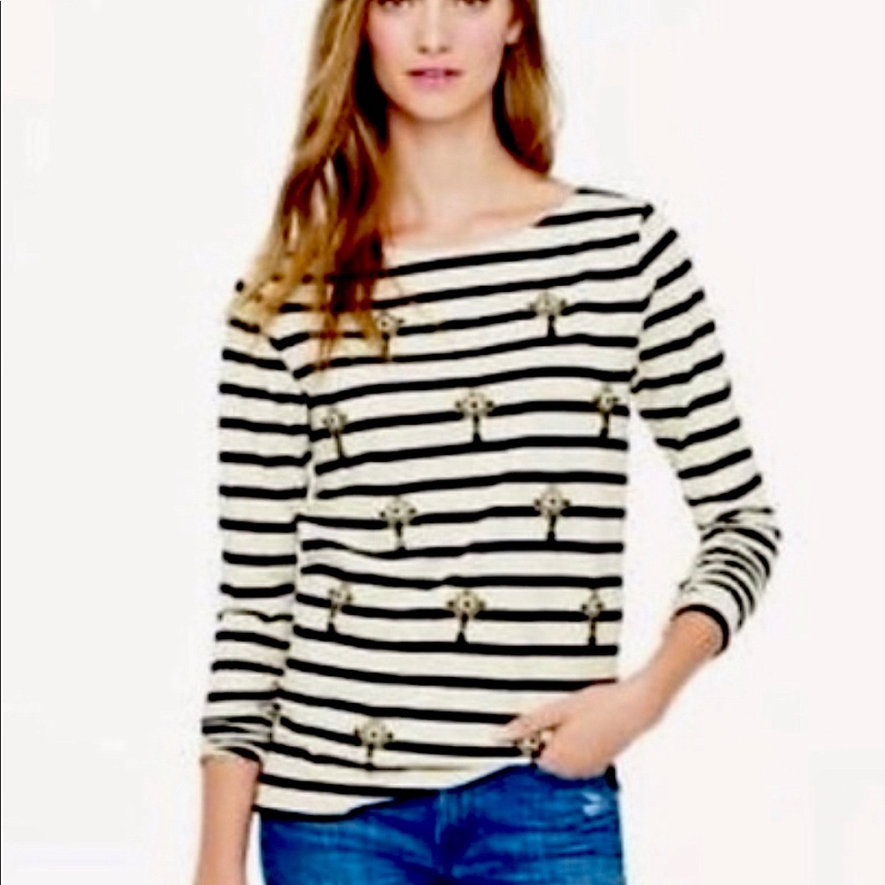 J CREW top, JERSEY TOP, cotton top, size M, stripe